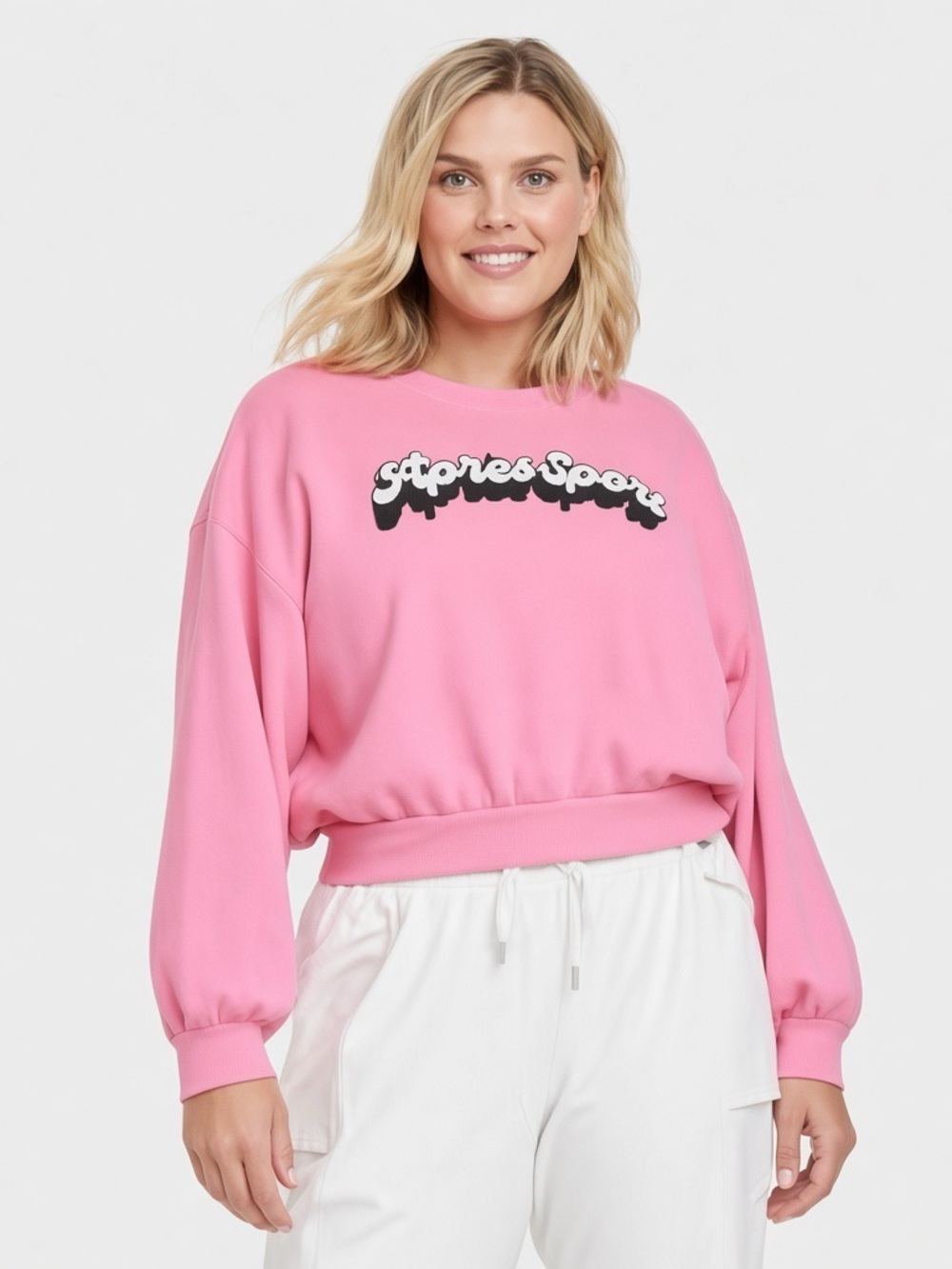 All in Motion Hot Pink Cropped Après Sport Crewneck Sweatshirt | Size L